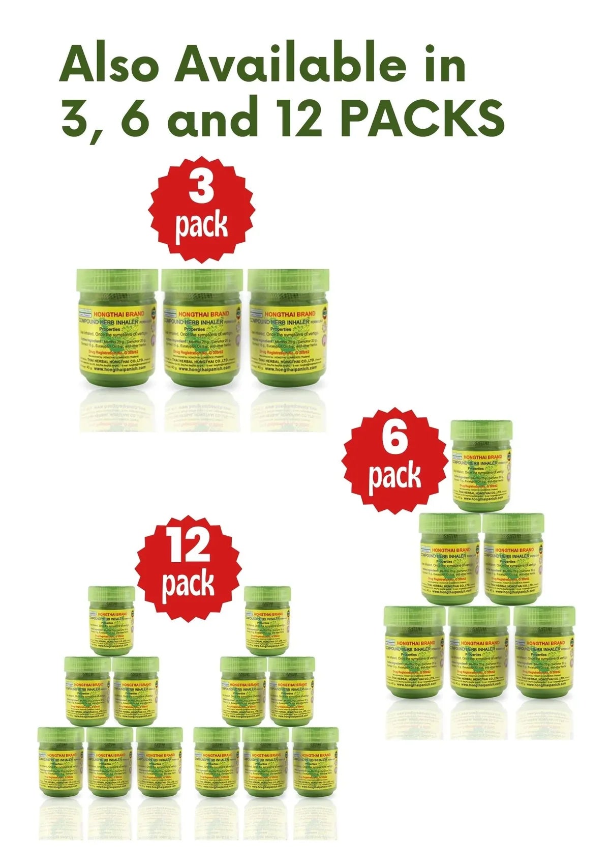 Hong Thai Traditional Thai Herbal Inhalant Pack of 3