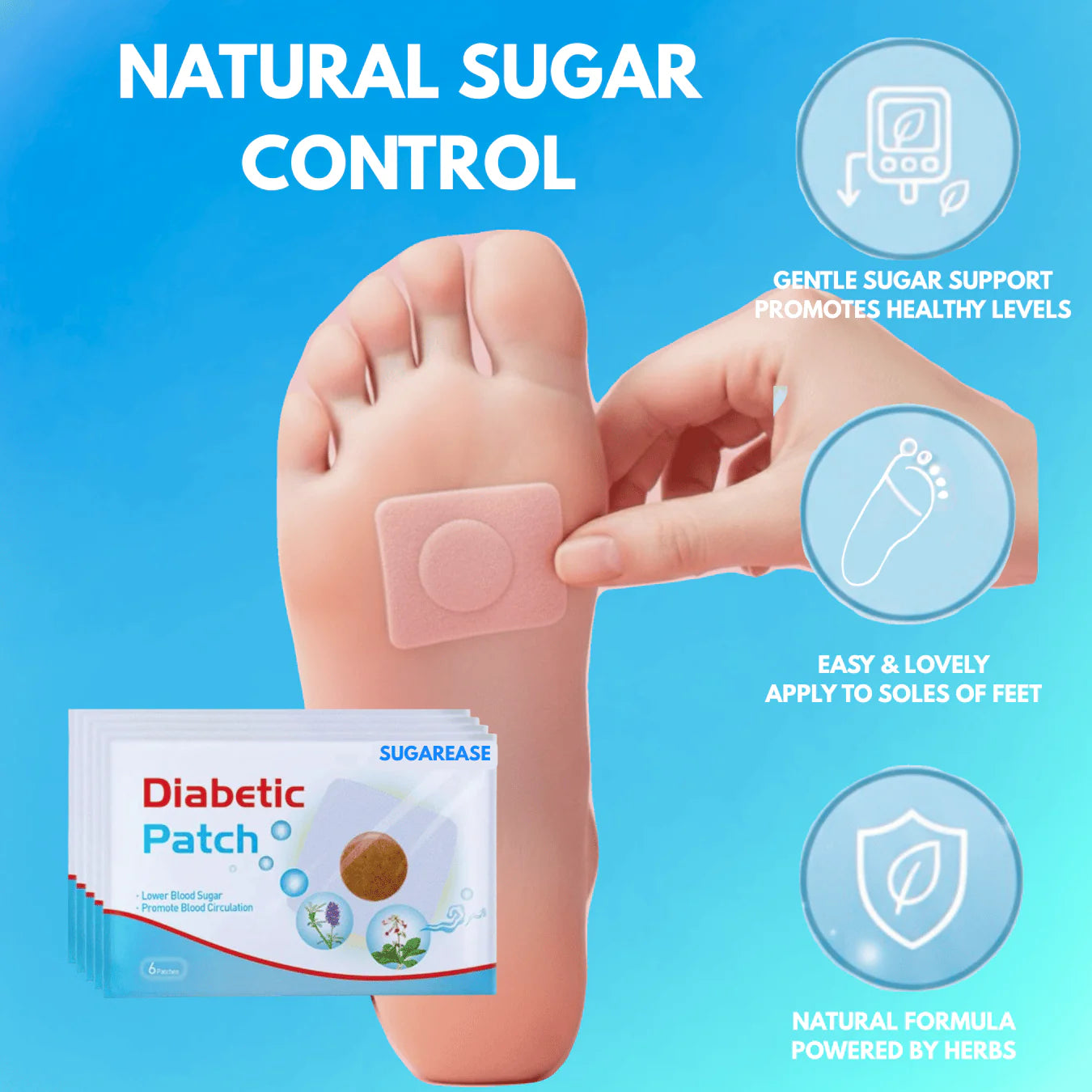 New Patches for High Blood Sugar and Diabetes Plasters Natural Herbal | Herbal Foot Patch for Blood Circulation & Glucose Balance(1 BOX = 20 PATCHES-BUY 1 GET 3 FREE)