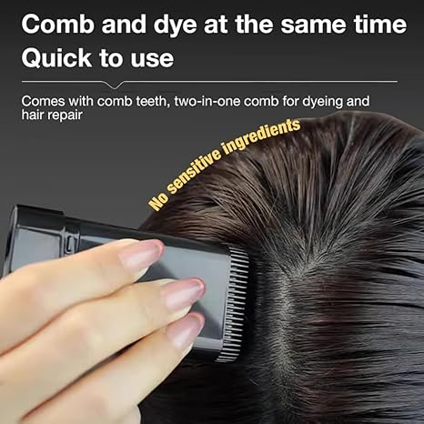 2Pack Safe and Convenient Comb Hair Dye, Waterproof and Sweat-Proof Hair Dye Comb, Quick Touch-Ups, 2 in 1 Instant Dye for Women & Men (Black-Brown)