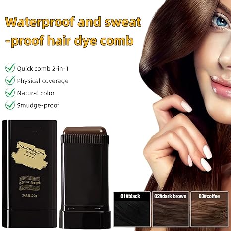 2Pack Safe and Convenient Comb Hair Dye, Waterproof and Sweat-Proof Hair Dye Comb, Quick Touch-Ups, 2 in 1 Instant Dye for Women & Men (Black-Brown)