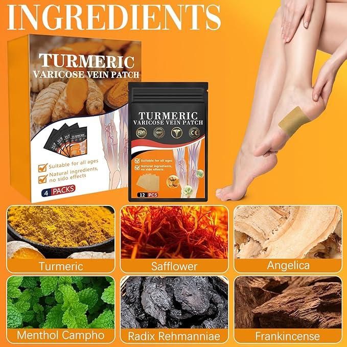 Herbal Turmeric Varicose Vein Patch Man & Woman 12x4=48 PCS BUY 1 GET 1 FREE
