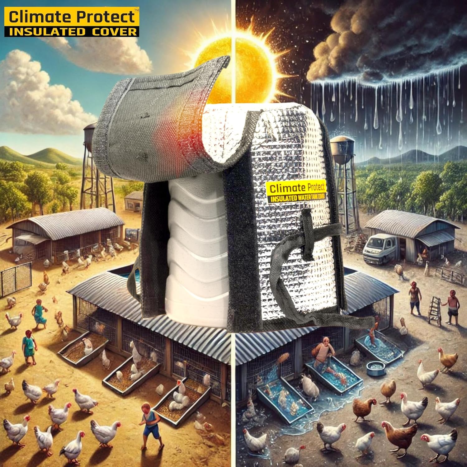 TankCrest™ Water Tank Insulation Cover (FREE SIZE 500 LTR, 1000,LTR,1500LTR)