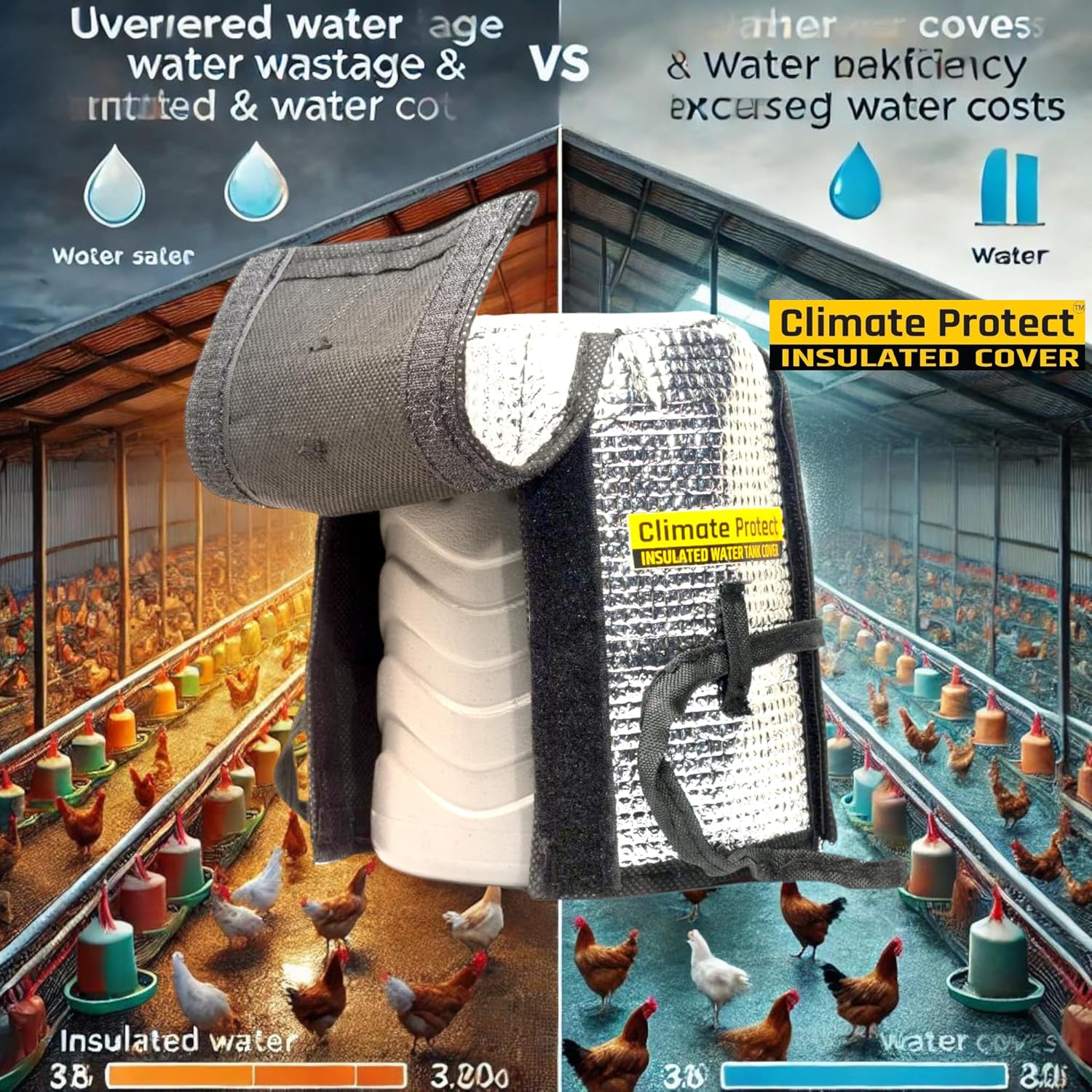 TankCrest™ Water Tank Insulation Cover (FREE SIZE 500 LTR, 1000,LTR,1500LTR)