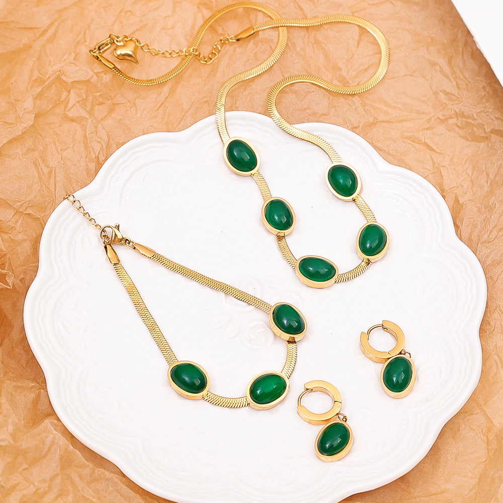 Premium Crystal Necklace Set - Get Free Bracelet & Earrings ✨💎 Buy 1 Get 1 Free