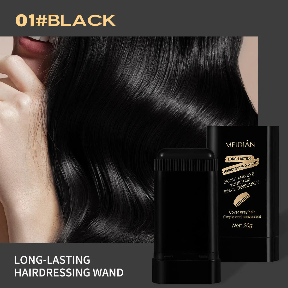 2Pack Safe and Convenient Comb Hair Dye, Waterproof and Sweat-Proof Hair Dye Comb, Quick Touch-Ups, 2 in 1 Instant Dye for Women & Men (Black-Brown)