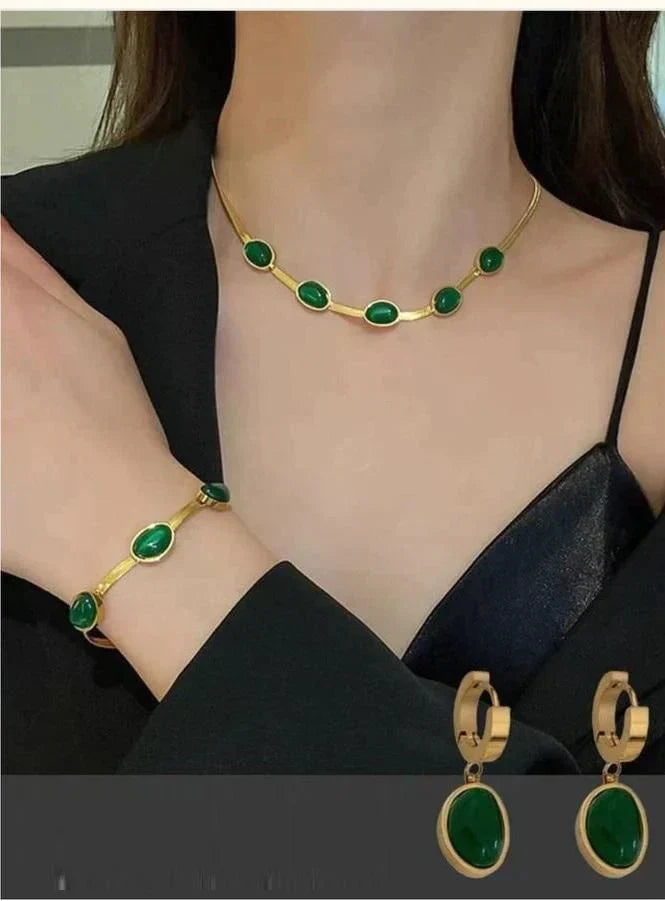 Premium Crystal Necklace Set - Get Free Bracelet & Earrings ✨💎 Buy 1 Get 1 Free